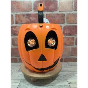 1998 Monicore Jack-O-Lantern Pumpkin Trick Treat Bucket Light Up Eyes & Sounds